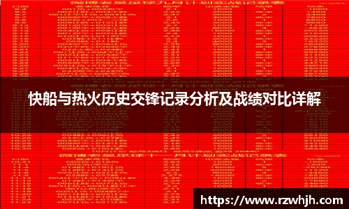 快船与热火历史交锋记录分析及战绩对比详解